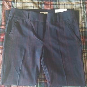 Navy plaid skinny ankle pants